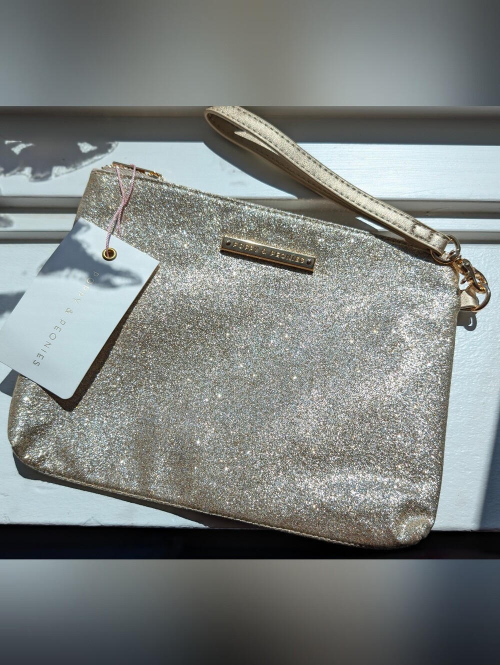 Poppy & Peonies glitter clutch brand New